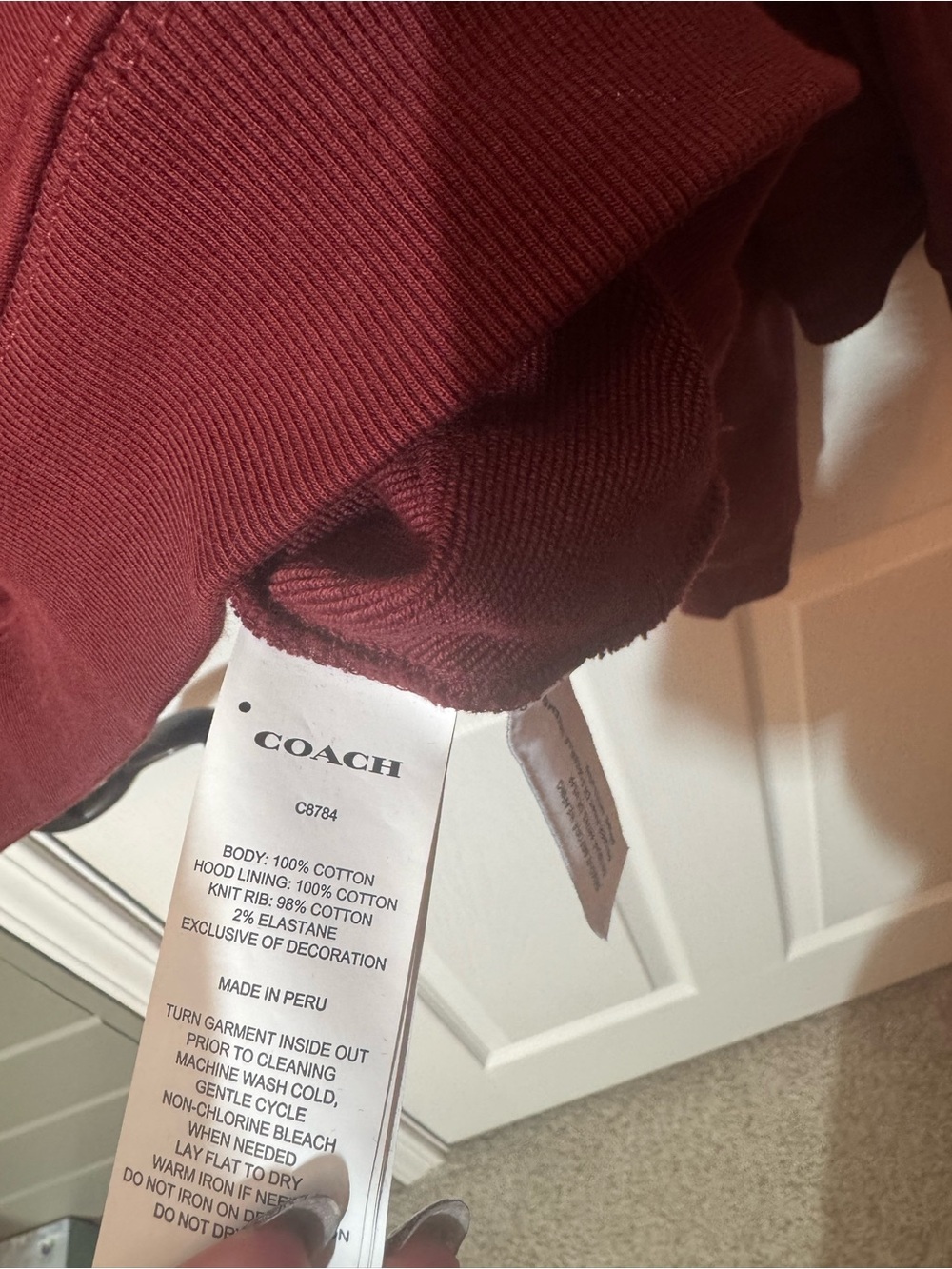 Coach jogger SET Burgundy Pullover Sweatshirt with White Logo Print - Picture 6 of 7